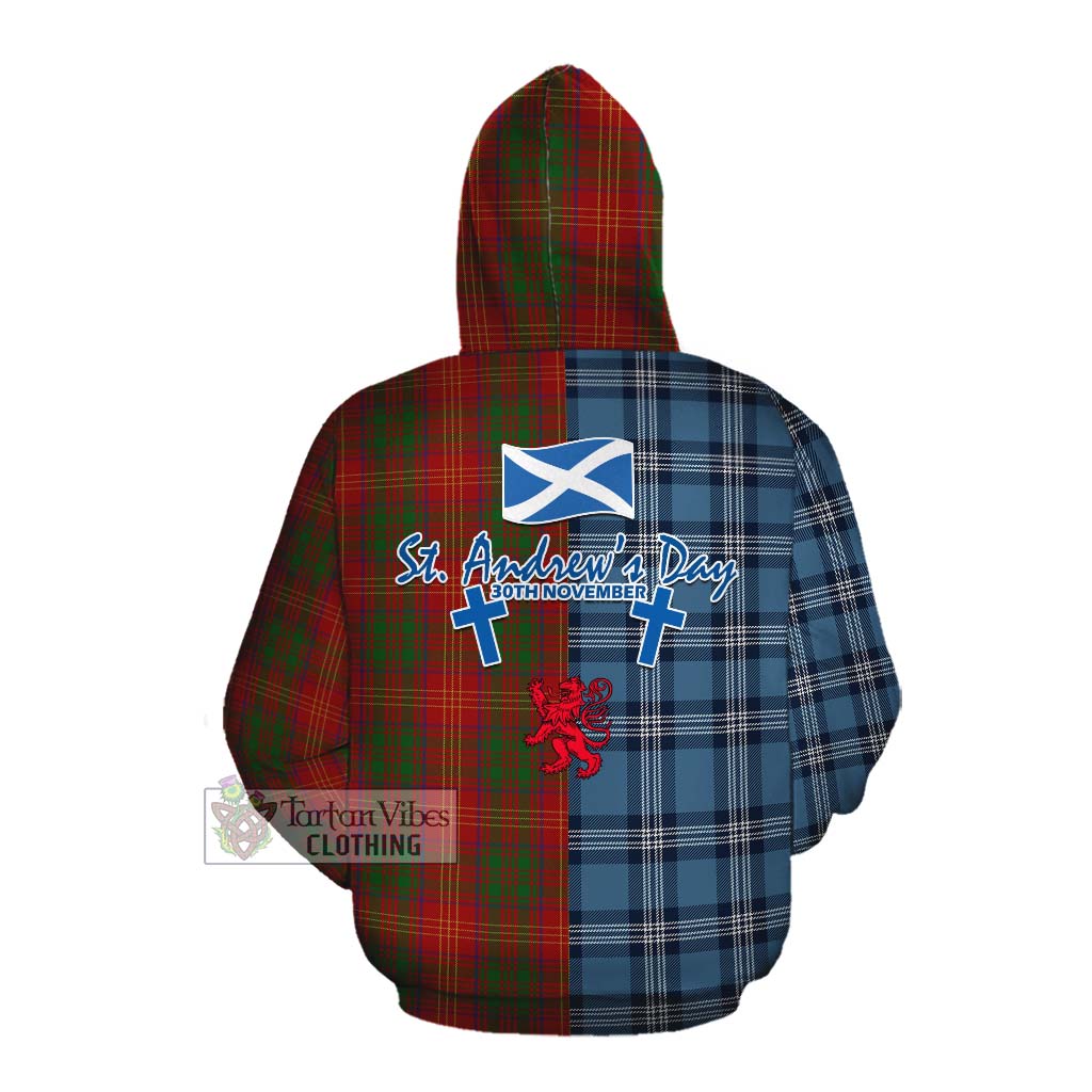 Tartan Vibes Clothing Burns Tartan Cotton Hoodie Happy St. Andrew's Day Half Tartan Style