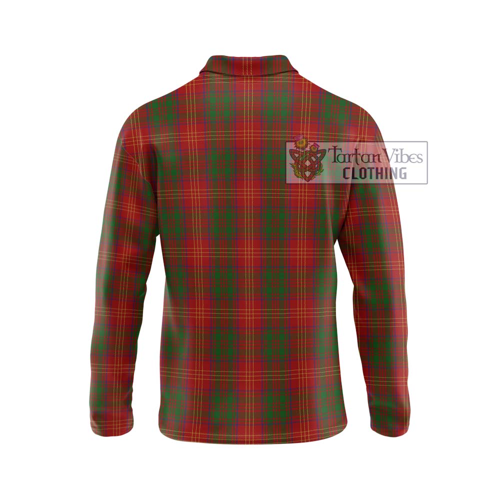 Burns Tartan Long Sleeve Polo Shirt with Family Crest DNA In Me Style - Tartanvibesclothing Shop