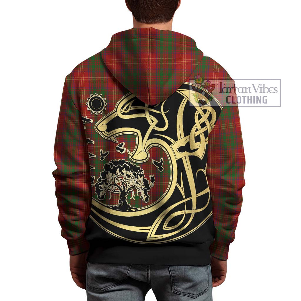 Burns Tartan Hoodie with Family Crest Celtic Wolf Style - Tartan Vibes Clothing