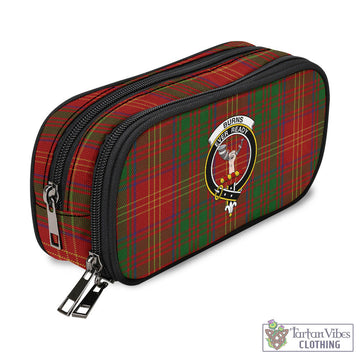 Burns Tartan Pen and Pencil Case with Family Crest