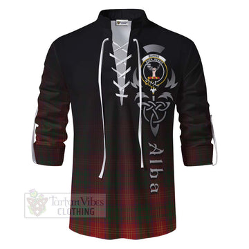 Burns Tartan Ghillie Kilt Shirt Featuring Alba Gu Brath Family Crest Celtic Inspired