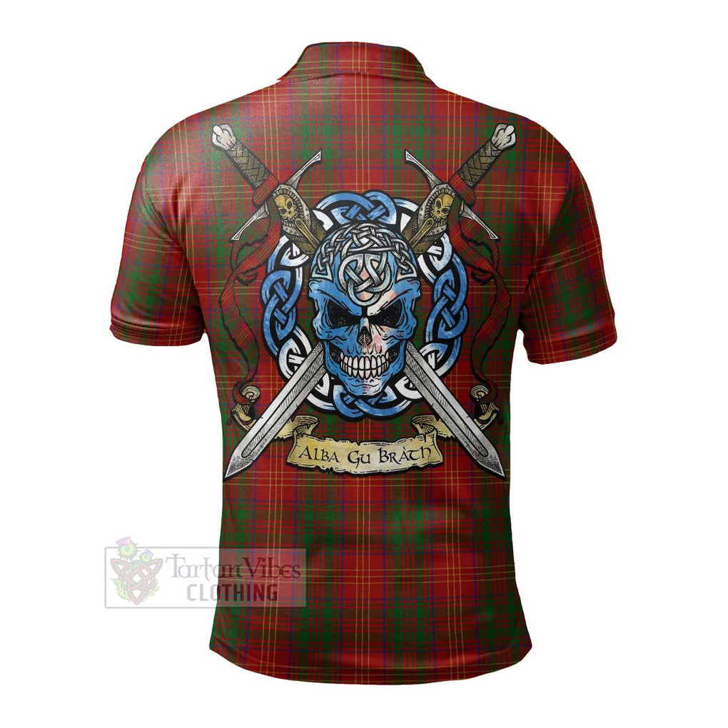 Tartan Vibes Clothing Burns Tartan Polo Shirt with Family Crest Celtic Skull Style