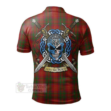 Burns Tartan Polo Shirt with Family Crest Celtic Skull Style