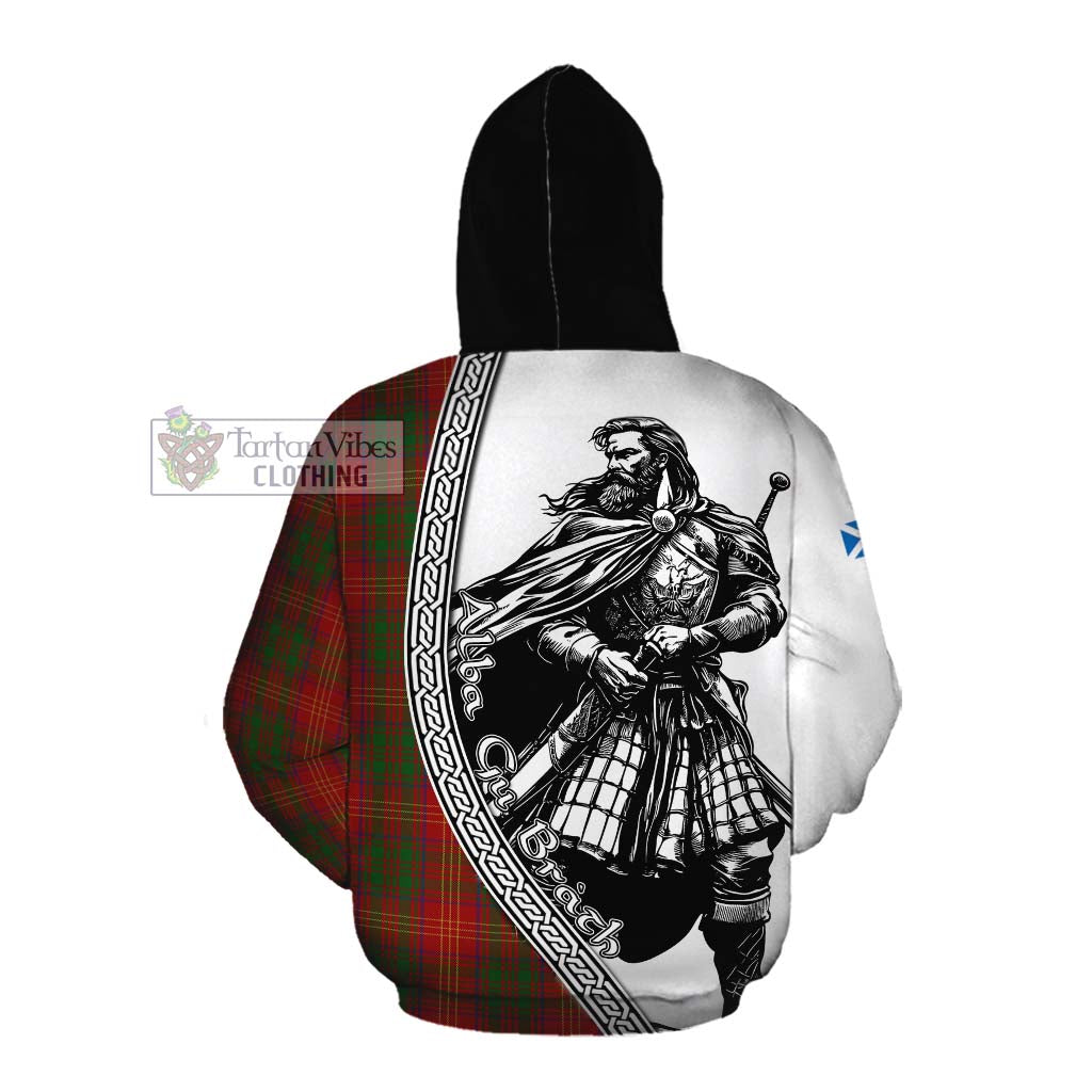 Tartan Vibes Clothing Burns Tartan Clan Crest Cotton Hoodie with Highlander Warrior Celtic Style