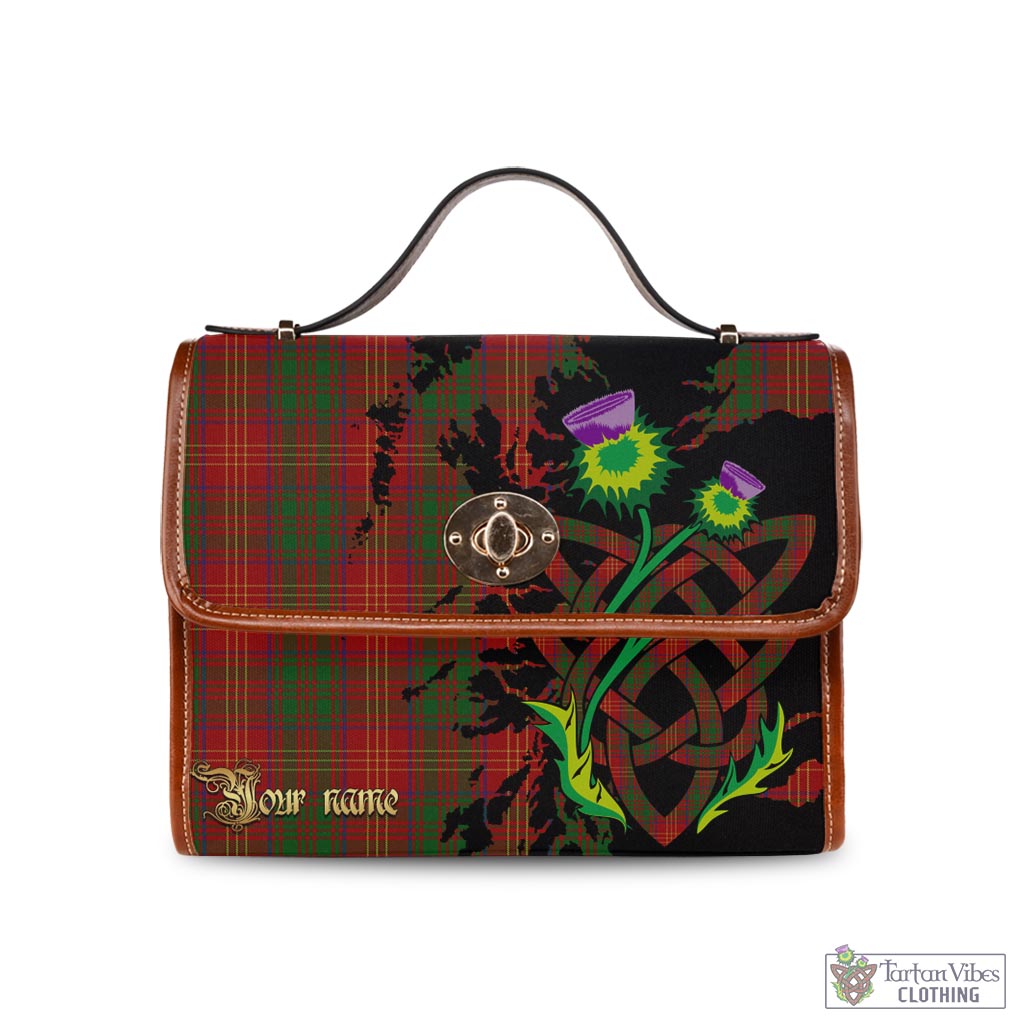 Tartan Vibes Clothing Burns Tartan Waterproof Canvas Bag with Scotland Map and Thistle Celtic Accents