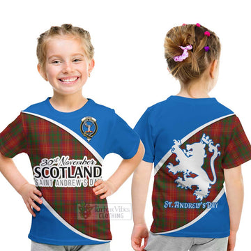 Burns Family Crest Tartan Kid T-Shirt Celebrate Saint Andrew's Day in Style