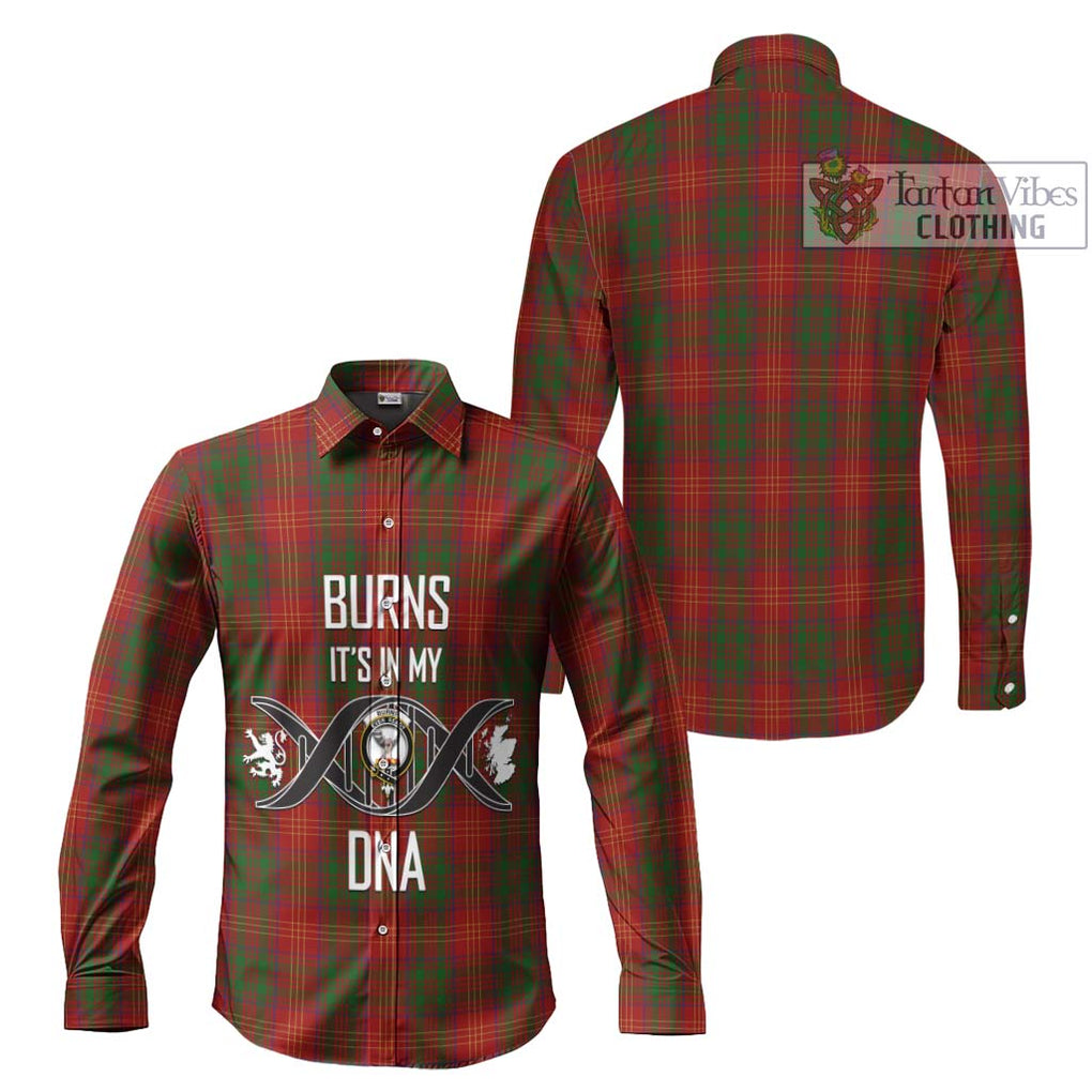 Burns Tartan Long Sleeve Button Shirt with Family Crest DNA In Me Style Men's Shirt - Tartanvibesclothing Shop