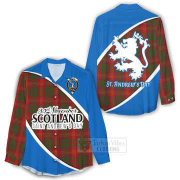 Burns Family Crest Tartan Women's Casual Shirt Celebrate Saint Andrew's Day in Style