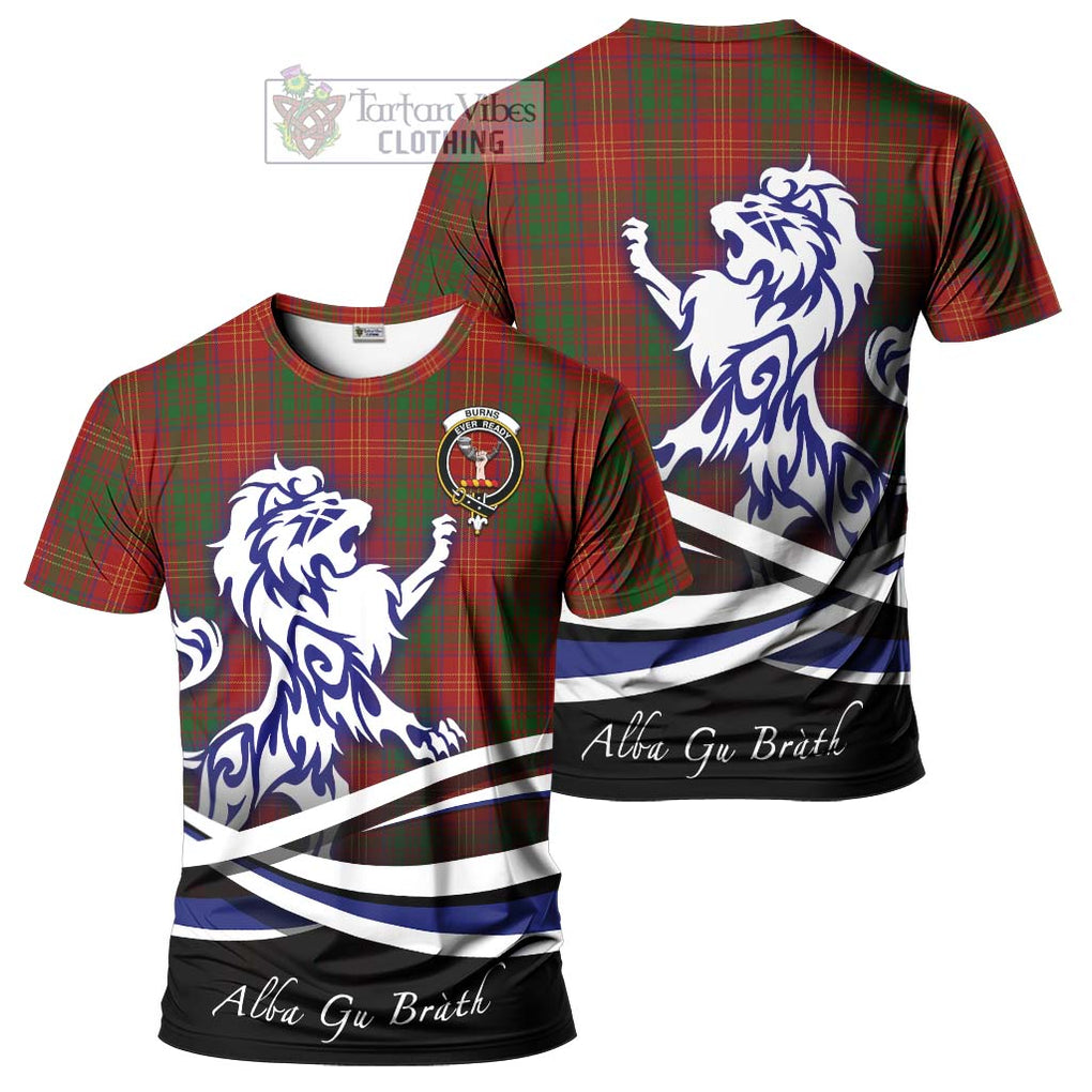 Tartan Vibes Clothing Burns Tartan Cotton T-shirt with Alba Gu Brath Regal Lion Emblem