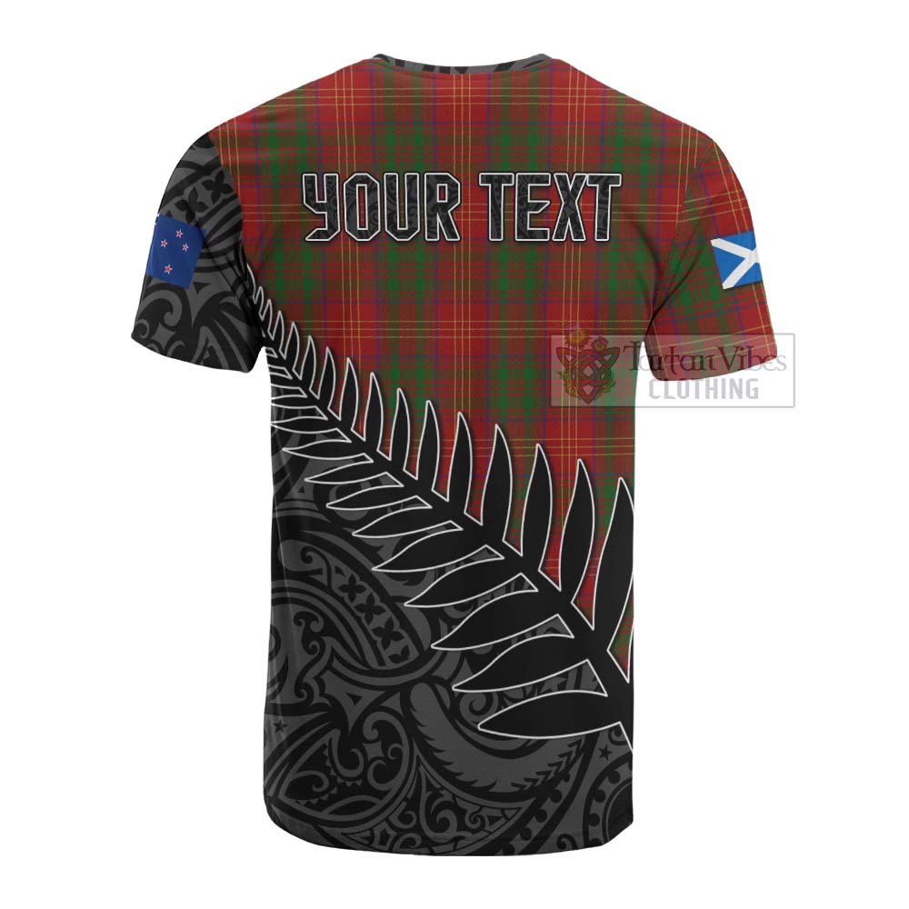 Tartan Vibes Clothing Burns Crest Tartan Cotton T-shirt with New Zealand Silver Fern Half Style