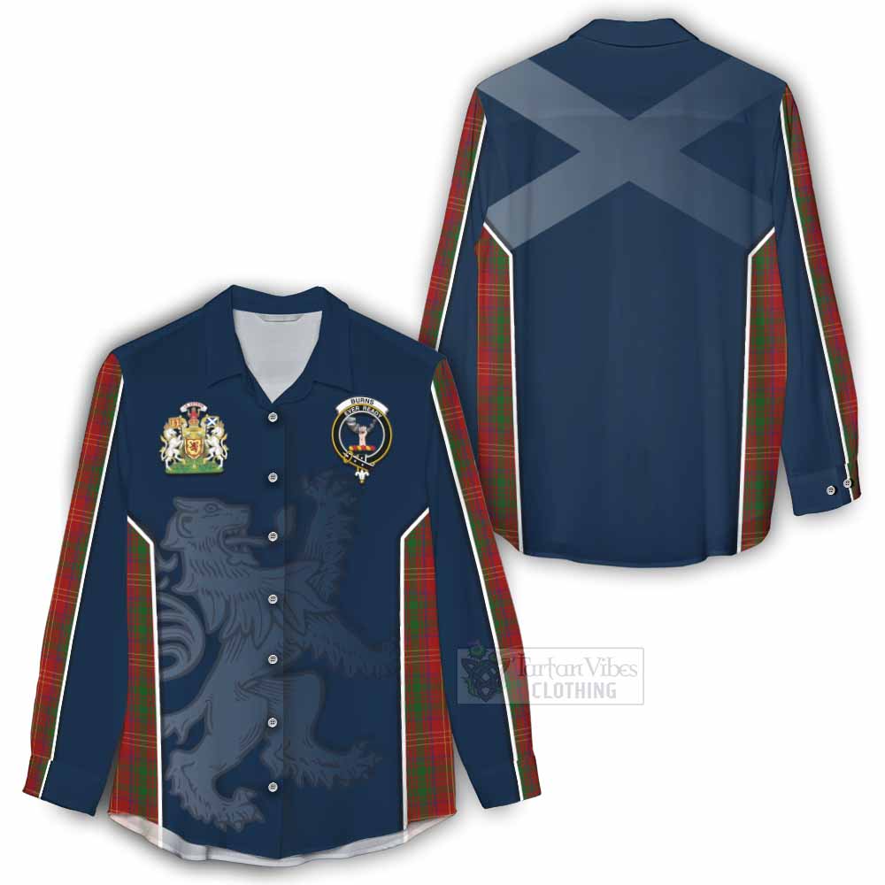 Tartan Vibes Clothing Burns Tartan Women's Casual Shirt with Family Crest and Lion Rampant Vibes Sport Style