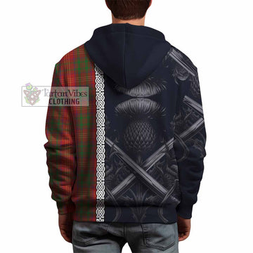 Burns Tartan Hoodie with Family Crest Cross Sword Thistle Celtic Vibes