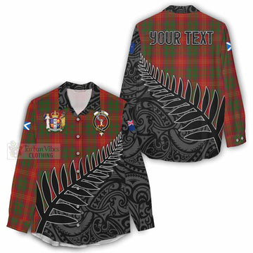 Burns Crest Tartan Women's Casual Shirt with New Zealand Silver Fern Half Style