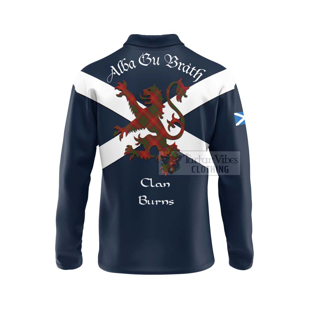 Tartan Vibes Clothing Burns Tartan Lion Rampant Long Sleeve Polo Shirt – Proudly Display Your Heritage with Alba Gu Brath and Clan Name