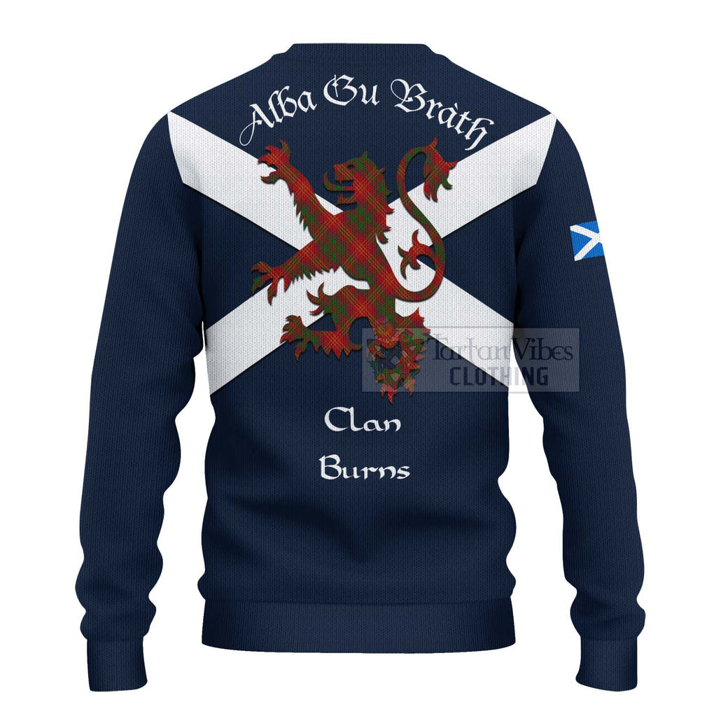 Tartan Vibes Clothing Burns Tartan Lion Rampant Knitted Sweater – Proudly Display Your Heritage with Alba Gu Brath and Clan Name