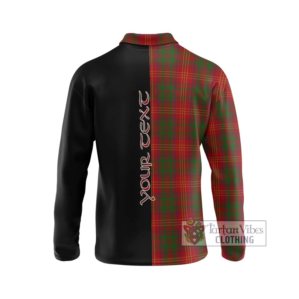 Burns Tartan Long Sleeve Polo Shirt with Family Crest and Half Of Me Style - Tartanvibesclothing Shop