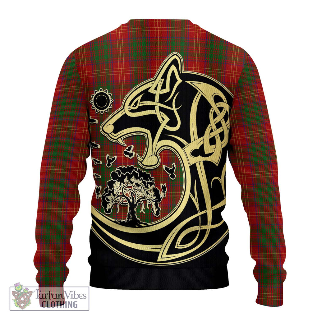 Burns Tartan Knitted Sweater with Family Crest Celtic Wolf Style - Tartan Vibes Clothing