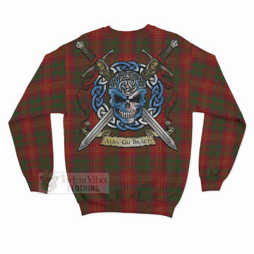 Burns Tartan Sweatshirt with Family Crest Celtic Skull Style