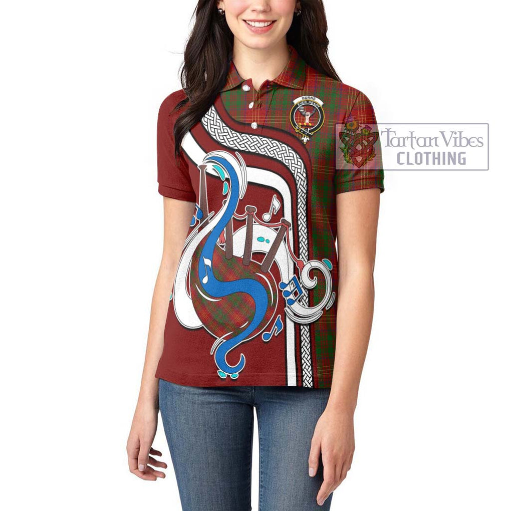 Burns Tartan Women's Polo Shirt with Epic Bagpipe Style - Tartanvibesclothing Shop