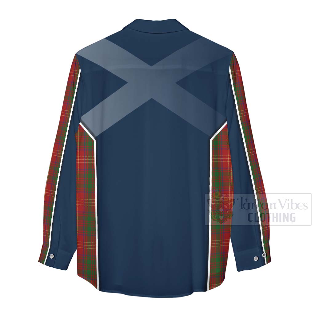 Tartan Vibes Clothing Burns Tartan Women's Casual Shirt with Family Crest and Scottish Thistle Vibes Sport Style