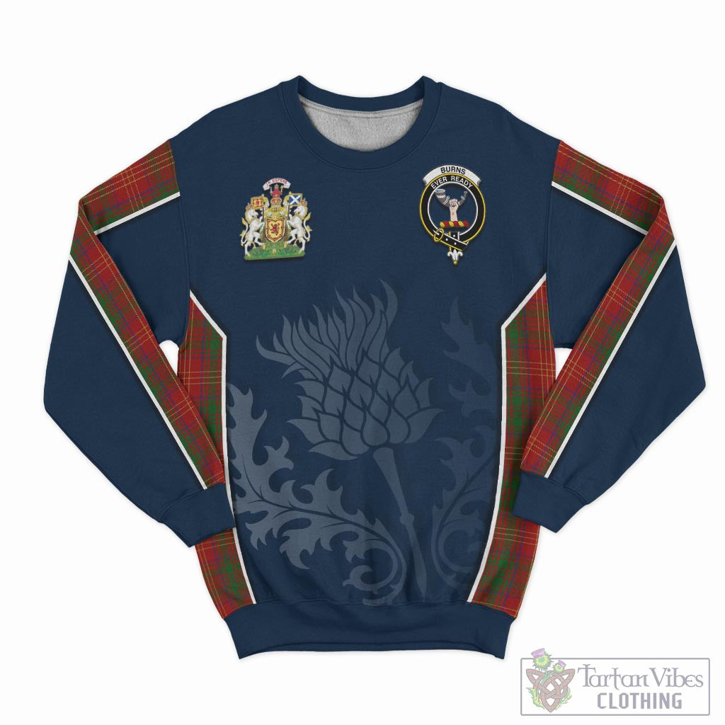 Tartan Vibes Clothing Burns Tartan Sweatshirt with Family Crest and Scottish Thistle Vibes Sport Style