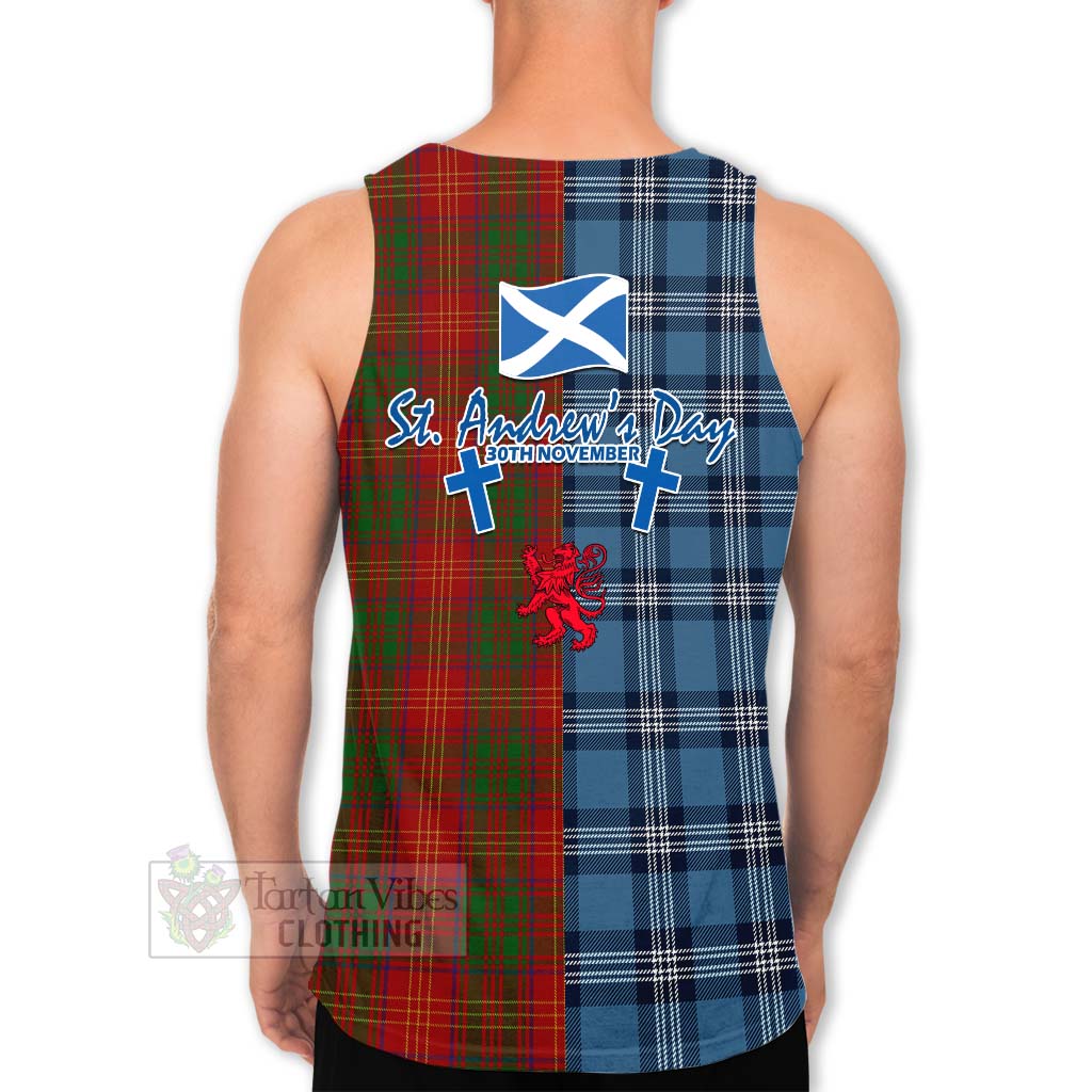 Tartan Vibes Clothing Burns Tartan Men's Tank Top Happy St. Andrew's Day Half Tartan Style