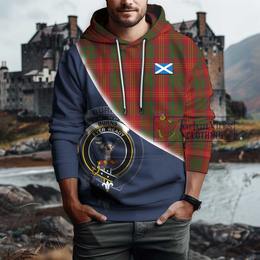 Burns Tartan Hoodie with Personalised National Flag and Family Crest Half Style - Tartanvibesclothing Shop