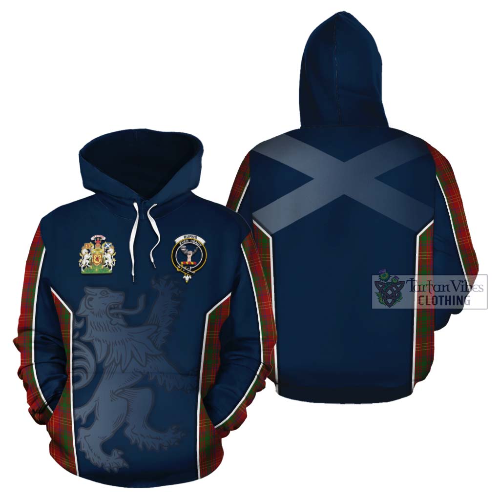 Tartan Vibes Clothing Burns Tartan Cotton Hoodie with Family Crest and Lion Rampant Vibes Sport Style