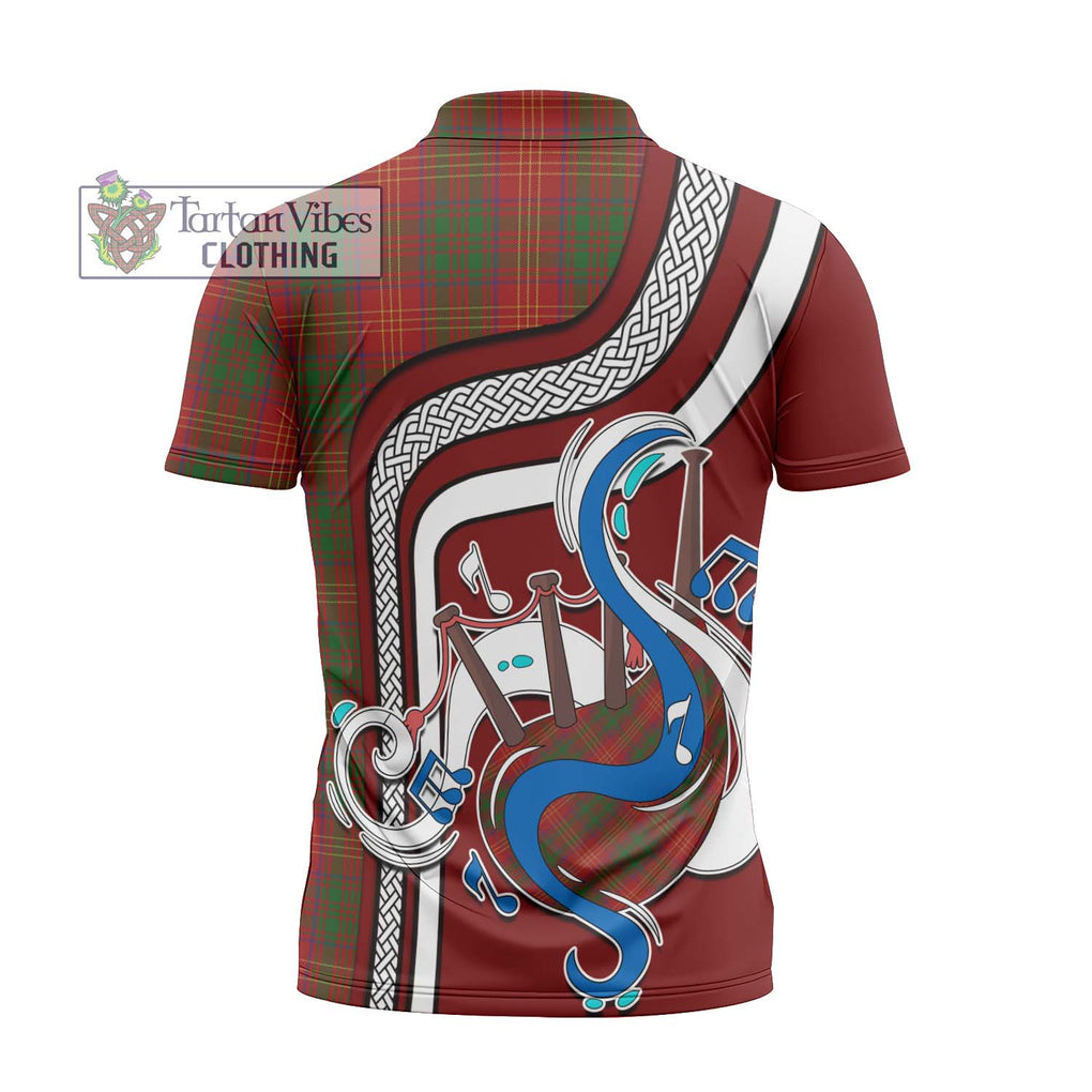 Burns Tartan Zipper Polo Shirt with Epic Bagpipe Style - Tartanvibesclothing Shop