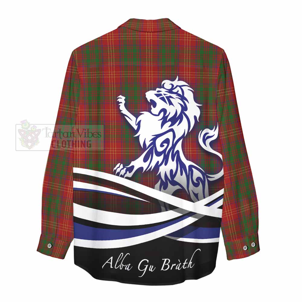 Tartan Vibes Clothing Burns Tartan Women's Casual Shirt with Alba Gu Brath Regal Lion Emblem