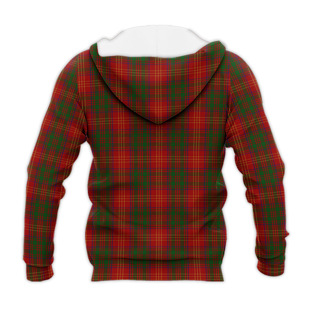 Burns Tartan Knitted Hoodie with Family Crest