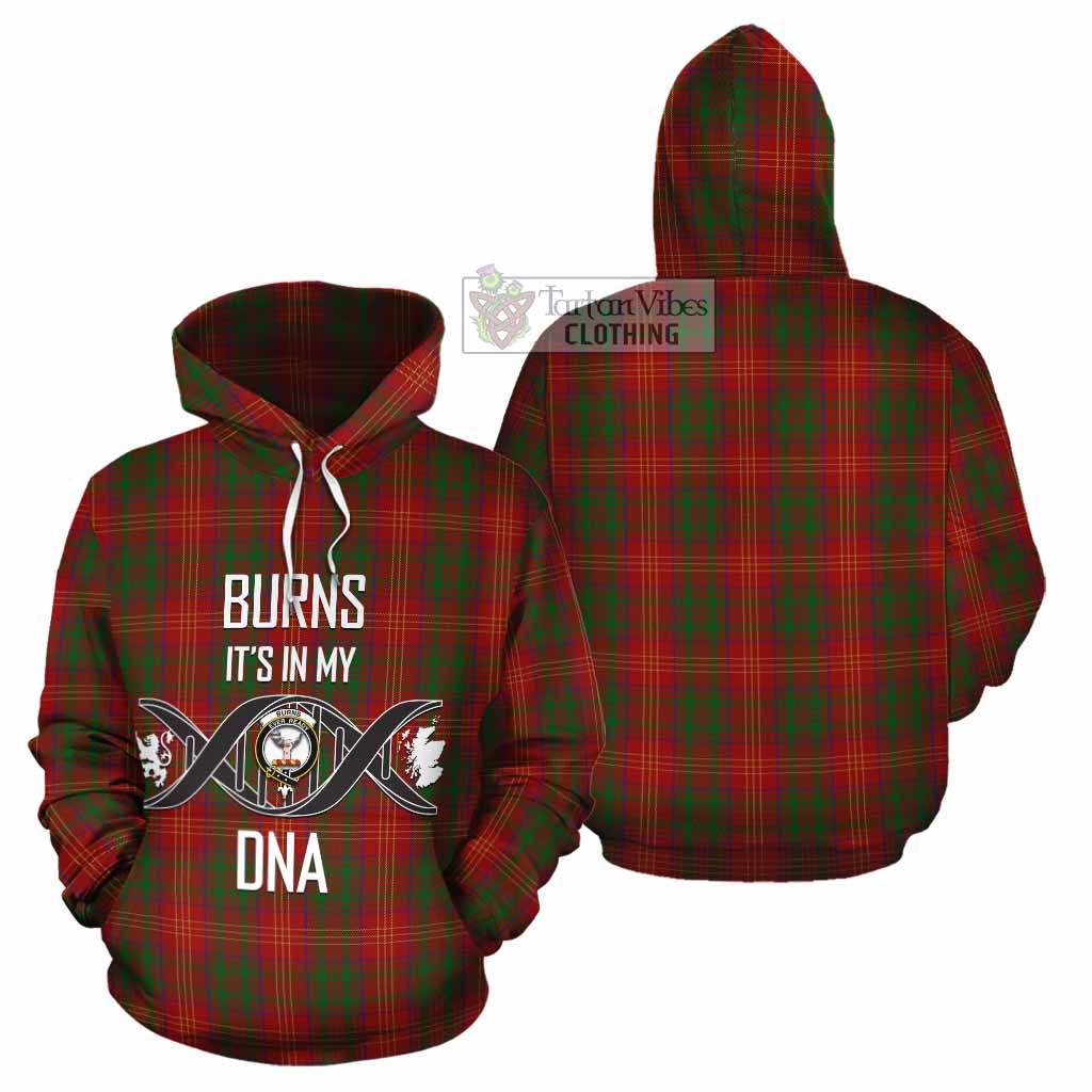 Tartan Vibes Clothing Burns Tartan Cotton Hoodie with Family Crest DNA In Me Style