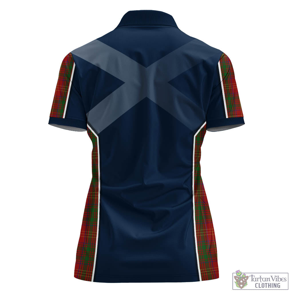 Tartan Vibes Clothing Burns Tartan Women's Polo Shirt with Family Crest and Scottish Thistle Vibes Sport Style