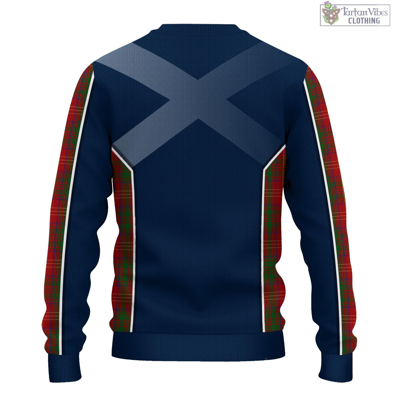 Tartan Vibes Clothing Burns Tartan Knitted Sweatshirt with Family Crest and Scottish Thistle Vibes Sport Style