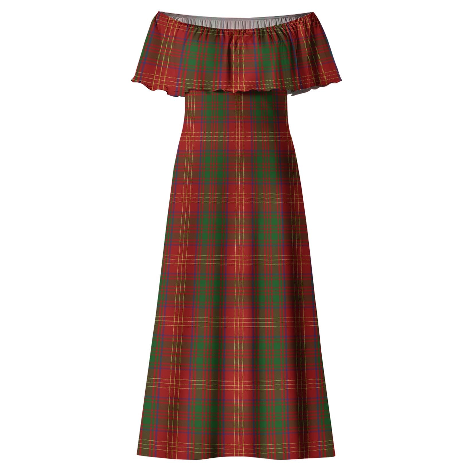 Burns Tartan Off Shoulder Long Dress - Tartanvibesclothing