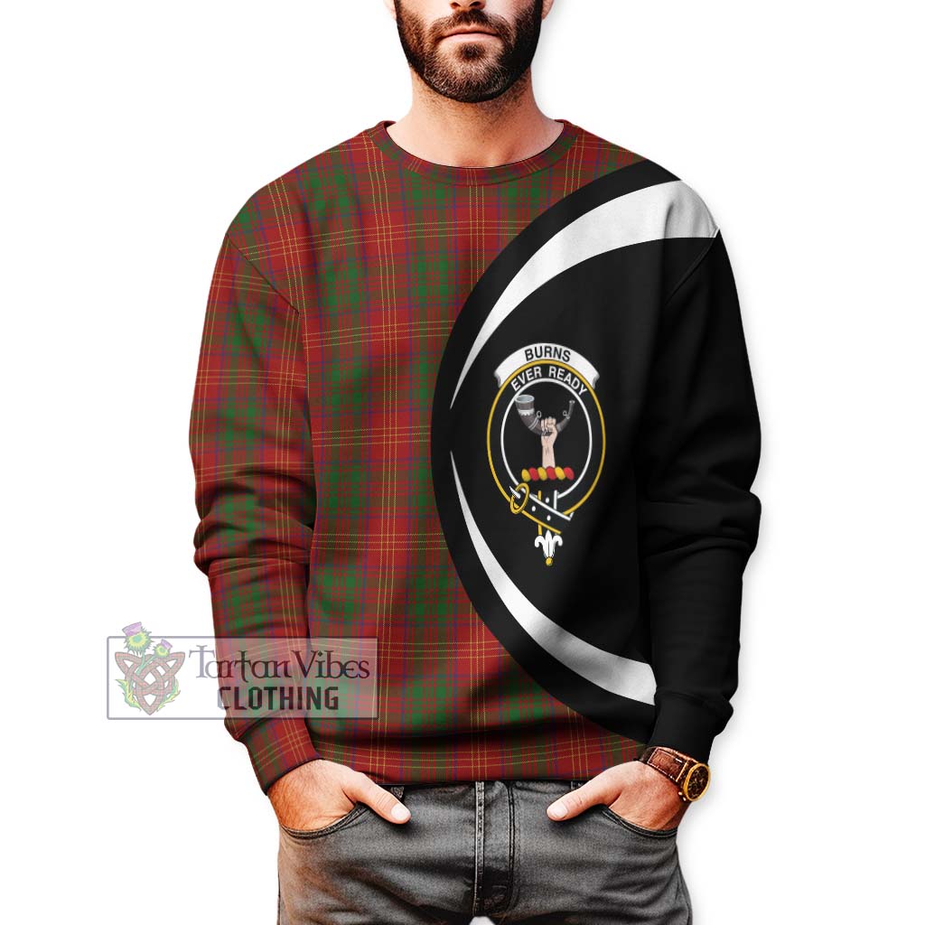 Burns Tartan Sweatshirt with Family Crest Circle Style - Tartan Vibes Clothing