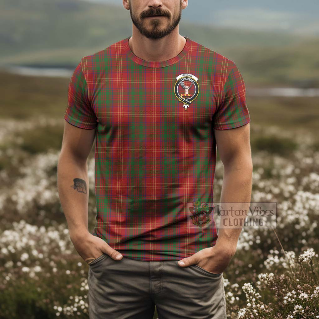 Tartan Vibes Clothing Burns Tartan T-Shirt with Family Crest and Bearded Skull Holding Bottles of Whiskey