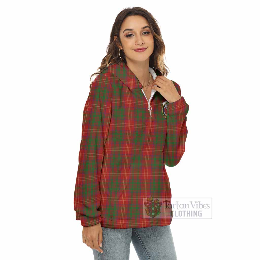 Burns Tartan Women's Borg Fleece Hoodie with Half Zip with Family Crest - Tartan Vibes Clothing