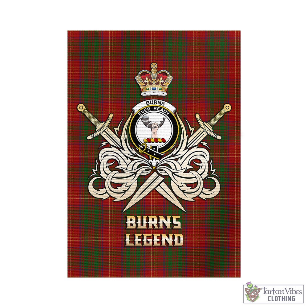 Tartan Vibes Clothing Burns Tartan Flag with Clan Crest and the Golden Sword of Courageous Legacy