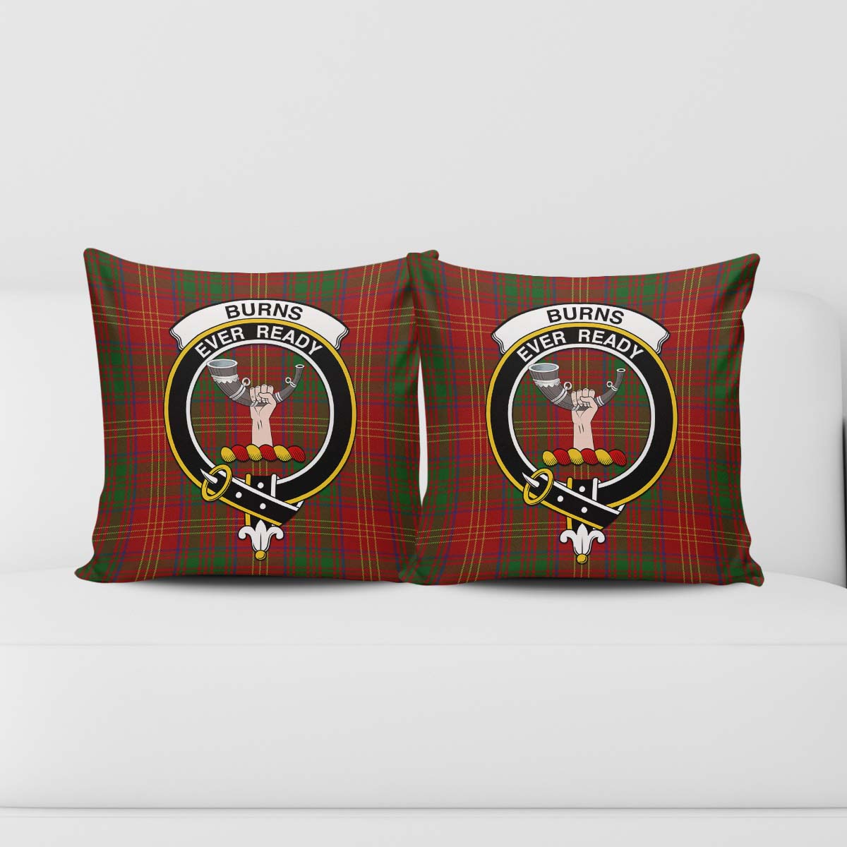 Burns Tartan Pillow Cover with Family Crest - Tartanvibesclothing