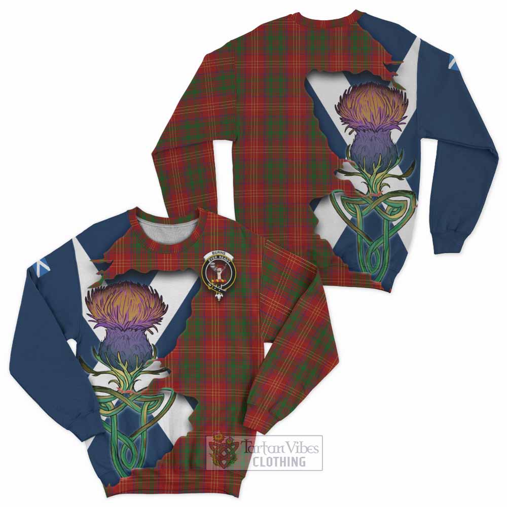 Burns Tartan Family Crest Sweatshirt Scottish Thistle Celtic Inspired - Tartan Vibes Clothing