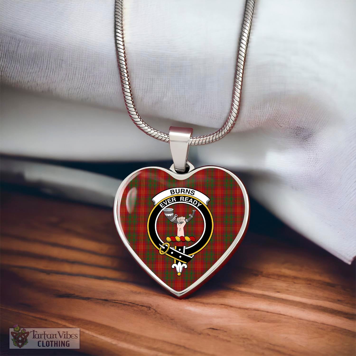 Tartan Vibes Clothing Burns Tartan Heart Necklace with Family Crest