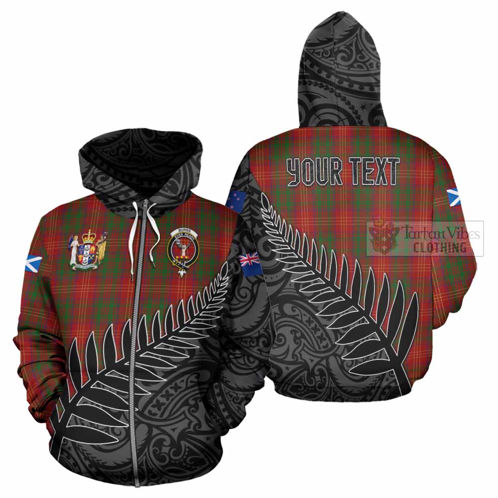 Tartan Vibes Clothing Burns Crest Tartan Hoodie with New Zealand Silver Fern Half Style