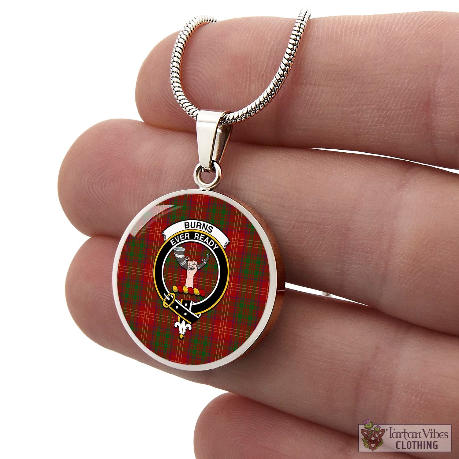 Tartan Vibes Clothing Burns Tartan Circle Necklace with Family Crest