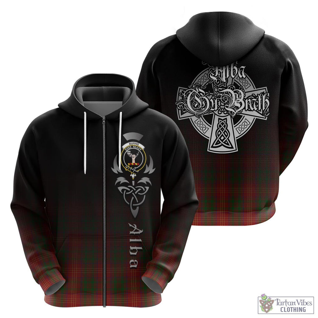 Tartan Vibes Clothing Burns Tartan Hoodie Featuring Alba Gu Brath Family Crest Celtic Inspired