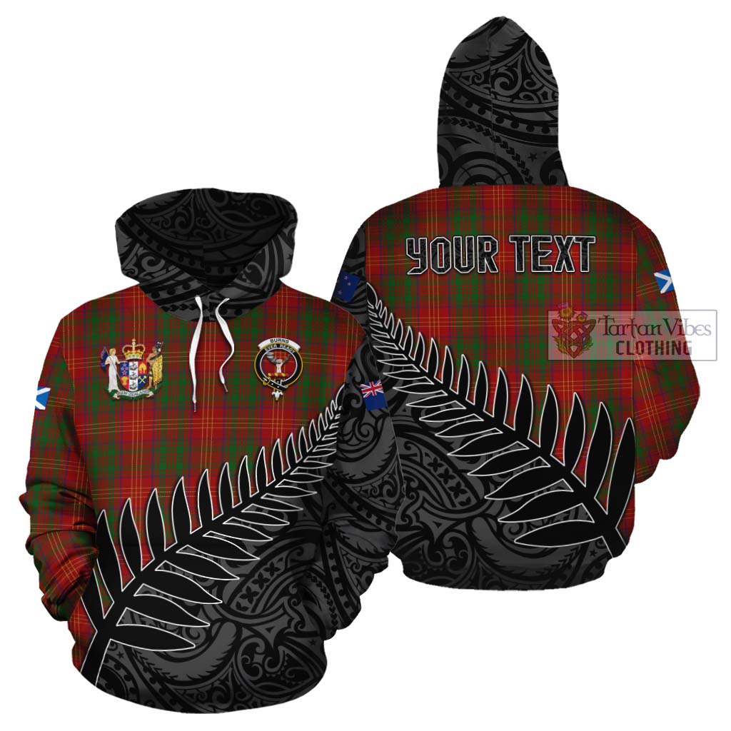 Tartan Vibes Clothing Burns Crest Tartan Cotton Hoodie with New Zealand Silver Fern Half Style