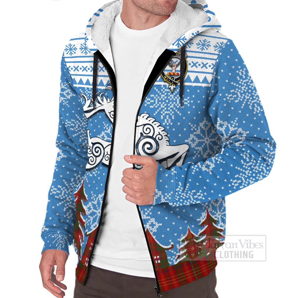 Tartan Vibes Clothing Burns Clan Christmas Sherpa Hoodie Celtic Reindeer Style