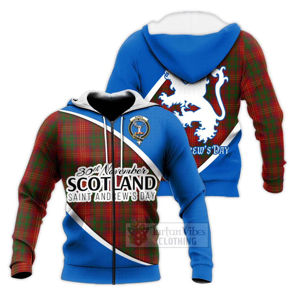 Tartan Vibes Clothing Burns Family Crest Tartan Knitted Hoodie Celebrate Saint Andrew's Day in Style