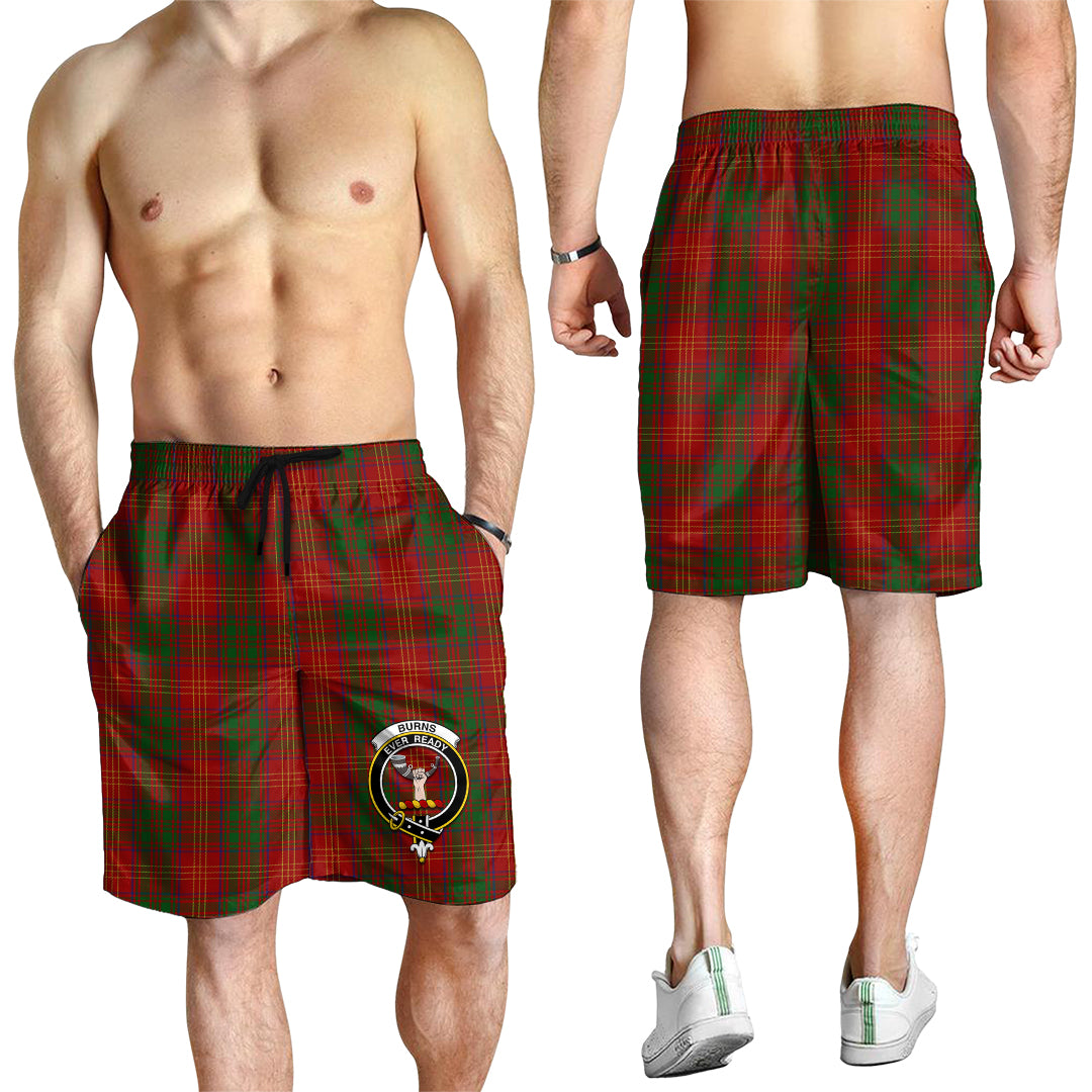 Burns Tartan Mens Shorts with Family Crest - Tartan Vibes Clothing