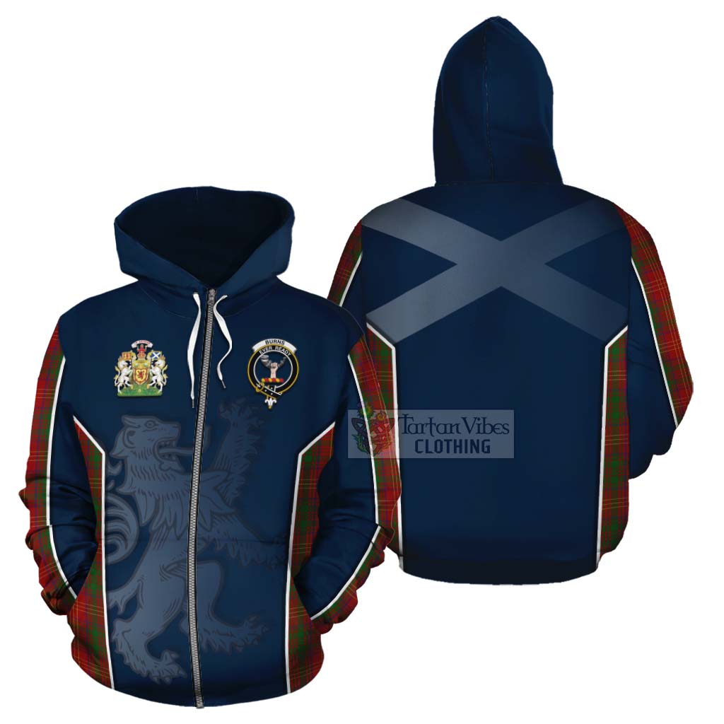 Tartan Vibes Clothing Burns Tartan Cotton Hoodie with Family Crest and Lion Rampant Vibes Sport Style